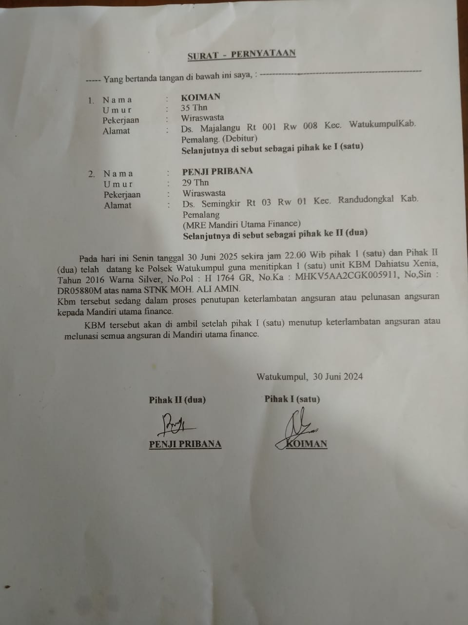 Skandal di Polsek Watukumpul Pemalang : Mobil Debitur Ditarik, Dugaan Suap Rp 2 Juta Mengalir!